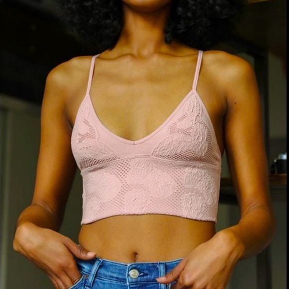 Pink lacey cropped cami top - Picture 1 of 4
